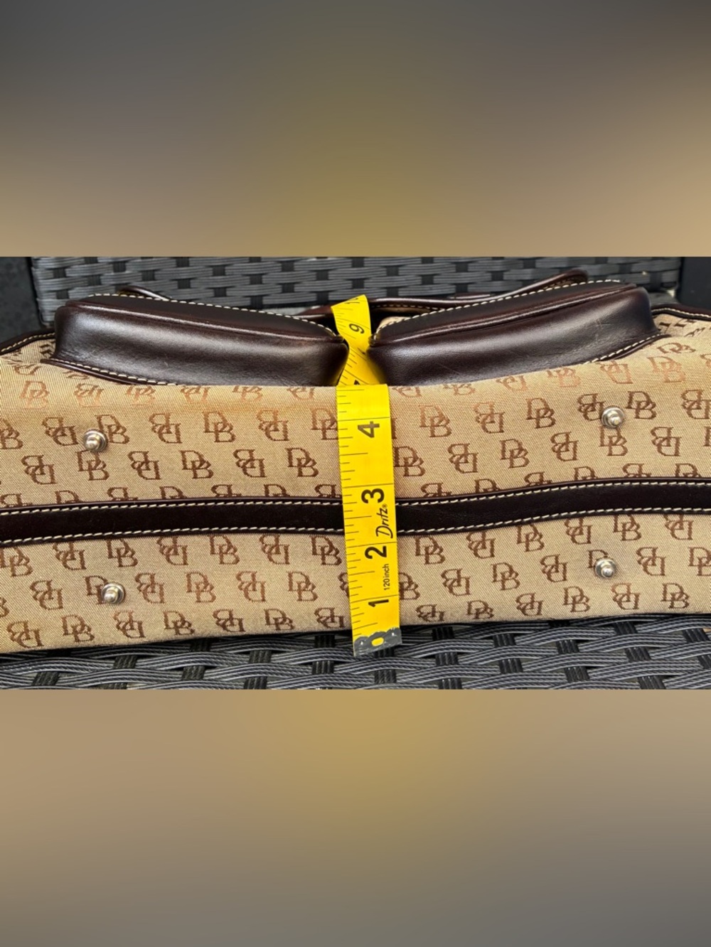 Dooney & Bourke Brown and Tan Signature Double-Pocket Satchel - Picture 5 of 16